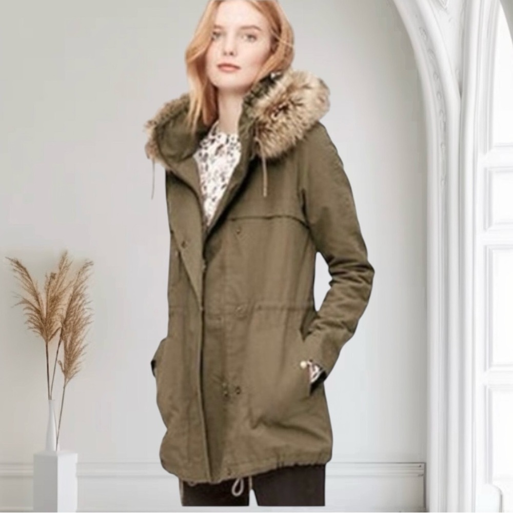 Loft Faux Fur Trimmed Hooded Jacket